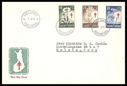 Tuberculosis Relief Fund set of three
<br/>on an illustrated First Day Cover<br/><br/>


Note: The MICHEL catalogue prices a FDC at x1.25 times the used set price
