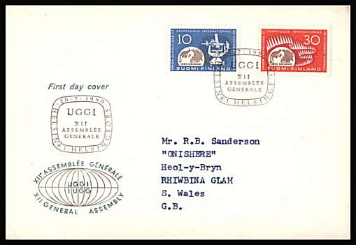 Geodesy and Geophysics Union Assembley set of two with special cancel
<br/>on an illustrated First Day Cover<br/><br/>


Note: The MICHEL catalogue prices a FDC at x3 times the used set price
