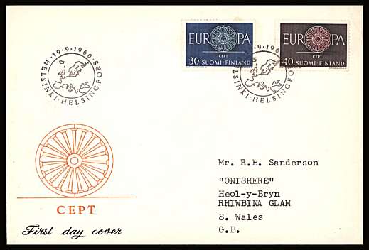 EUROPA set of two
<br/>on an illustrated First Day Cover with special cancel<br/><br/>


Note: The MICHEL catalogue prices a FDC at x3 times the used set price
