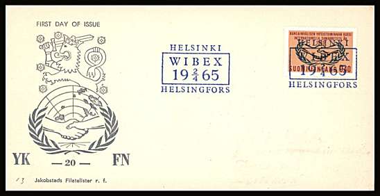 International Co-operation Year single
<br/>on an unaddressed illustrated First Day Cover with special cancel<br/><br/>


Note: The MICHEL catalogue prices a FDC at x5 times the used set price