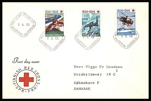 Red Cross Fund set of three
<br/>on an illustrated First Day Cover with special cancel<br/><br/>


Note: The MICHEL catalogue prices a FDC at x1.5 times the used set price