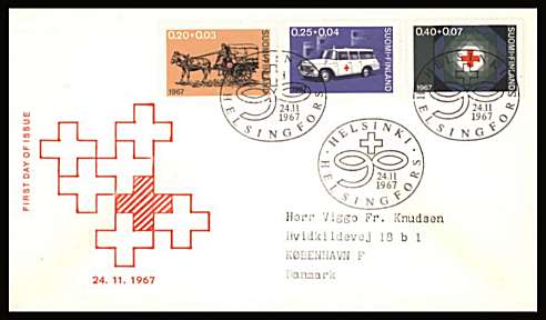 Red Cross Fund set of three
<br/>on an illustrated First Day Cover with special cancel<br/><br/>


Note: The MICHEL catalogue prices a FDC at x2 times the used set price