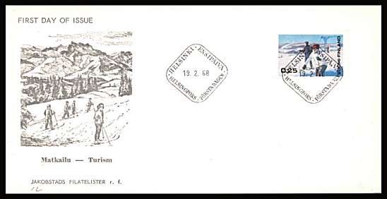 Winjter Tourism - Skiing aingle
<br/>on an unaddressed illustrated First Day Cover with special cancel<br/><br/>


Note: The MICHEL catalogue prices a FDC at x6 times the used set price