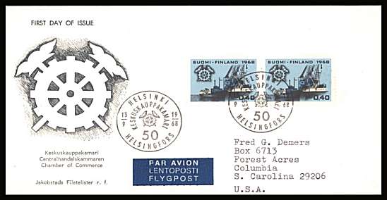 ''Finnish Economic Life'' - Ships single as a pair
<br/>on an illustrated First Day Cover with special cancel<br/><br/>


Note: The MICHEL catalogue prices a FDC at x6 times the used set price