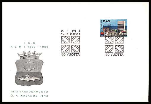 Centenary of Kemi single
<br/>on an unaddressed  illustrated First Day Cover with special cancel<br/><br/>


Note: The MICHEL catalogue prices a FDC at x6 times the used set price