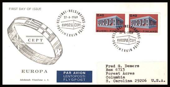 EUROPA single as a pair
<br/>on an illustrated First Day Cover with special cancel<br/><br/>


Note: The MICHEL catalogue prices a FDC at x3 times the used set price