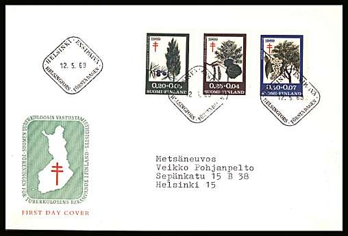 Tuberculosis Relief Fund set of three
<br/>on an  illustrated First Day Cover with special cancel<br/><br/>


Note: The MICHEL catalogue prices a FDC at x2 times the used set price