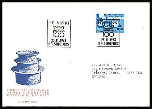 Finnish Porcelain INdustry singlr
<br/>on an illustrated First Day Cover with special cancel<br/><br/>


Note: The MICHEL catalogue prices a FDC at x6 times the used set price