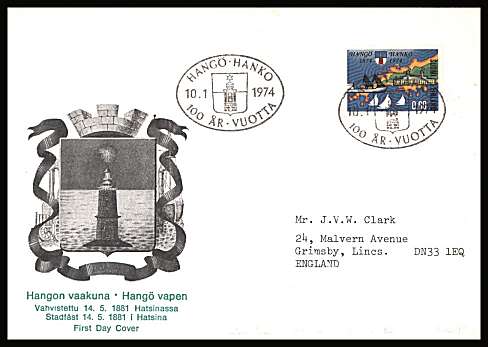 Centenary of Hanko single 
<br/>on an illustrated First Day Cover with special cancel<br/><br/>


Note: The MICHEL catalogue prices a FDC at x6 times the used set price