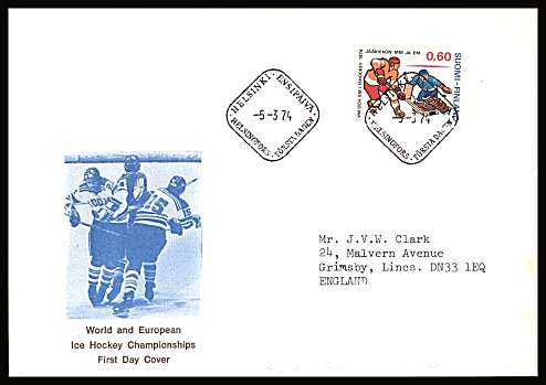 World and European Ice Hockey Championships single
<br/>on an illustrated First Day Cover with special cancel<br/><br/>


Note: The MICHEL catalogue prices a FDC at x6 times the used set price