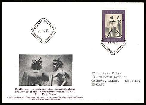 EUROPA single
<br/>on an illustrated First Day Cover with special cancel<br/><br/>


Note: The MICHEL catalogue prices a FDC at x6 times the used set price