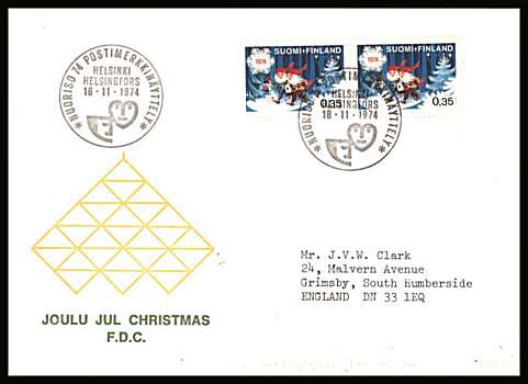 Christmas single as a pair
<br/>on an illustrated First Day Cover with special cancel<br/><br/>


Note: The MICHEL catalogue prices a FDC at x6 times the used set price