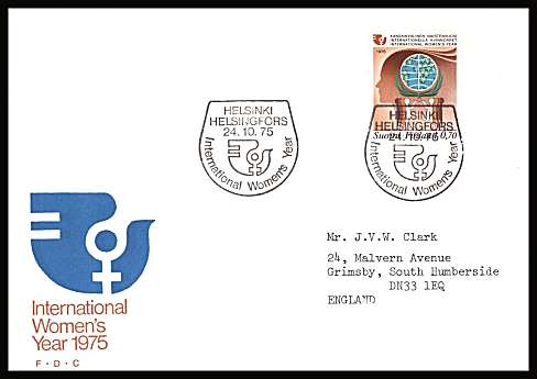 International Womens Year single
<br/>on an illustrated First Day Cover with special cancel<br/><br/>


Note: The MICHEL catalogue prices a FDC at x6 times the used set price