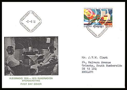 50th Anniversary of Radio Broadcasting single
<br/>on an illustrated First Day Cover with special cancel<br/><br/>


Note: The MICHEL catalogue prices a FDC at x6 times the used set price