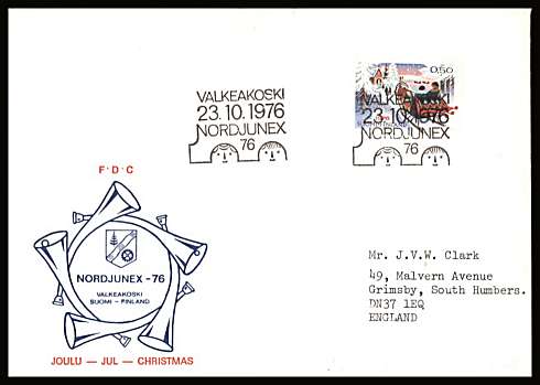 Christmas single
<br/>on an illustrated First Day Cover with special cancel<br/><br/>


Note: The MICHEL catalogue prices a FDC at x6 times the used set price