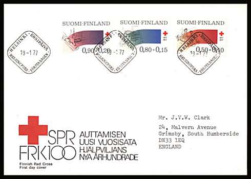 Finnish Red Cross Fund set of three
<br/>on an illustrated First Day Cover with special cancel<br/><br/>


Note: The MICHEL catalogue prices a FDC at x3 times the used set price