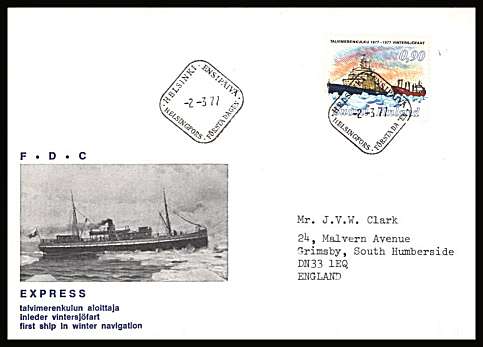 Centenary of Winter Navigation between Finland and Sweden Ship single
<br/>on an illustrated First Day Cover with special cancel<br/><br/>


Note: The MICHEL catalogue prices a FDC at x9 times the used set price