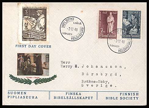 400th Anniversary of translation of Bible set of two
<br/>on an illustrated First Day Cover with special cancel<br/><br/>


Note: The MICHEL catalogue prices a FDC at x2.5 times the used set price
