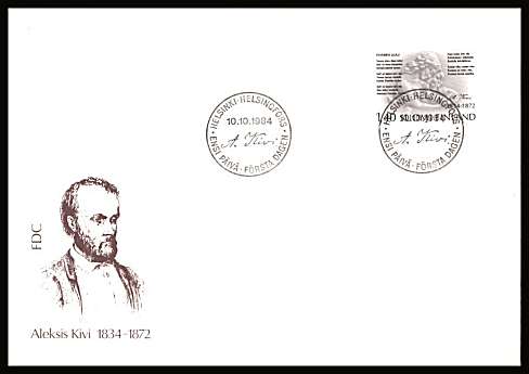 150th Birth Anniversary of Kivi single
<br/>on an unaddressed illustrated First Day Cover with special cancel<br/><br/>


Note: The MICHEL catalogue prices a FDC at x2 times the used set price