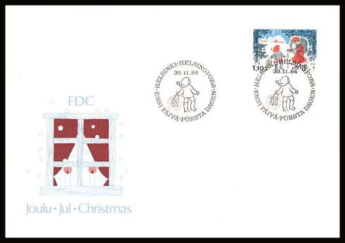 Christmas single
<br/>on an unaddressed illustrated First Day Cover with special cancel<br/><br/>


Note: The MICHEL catalogue prices a FDC at x7 times the used set price