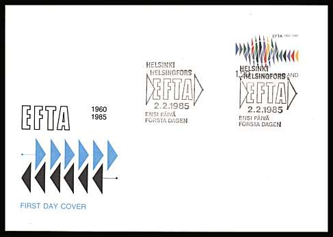 25th Anniversary of European Free Trade Association single
<br/>on an unaddressed illustrated First Day Cover with special cancel<br/><br/>


Note: The MICHEL catalogue prices a FDC at x4 times the used set price