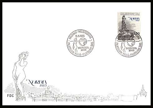 NORDIA 1985 International Stamp Exhibition single
<br/>on an unaddressed illustrated First Day Cover with special cancel<br/><br/>


