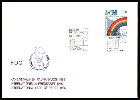 International Peace Year single
<br/>on an unaddressed illustrated First Day Cover with special cancel<br/><br/>


Note: The MICHEL catalogue prices a FDC at x7 times the used set price