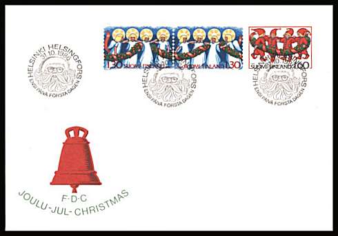 Christmas set of three
<br/>on an unaddressed illustrated First Day Cover with special cancel<br/><br/>


Note: The MICHEL catalogue prices a FDC at x3 times the used set price