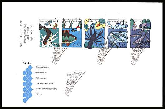 Centenary of Central Fishery Organization booklet pane of five
<br/>on an unaddressed illustrated First Day Cover with special cancel<br/><br/>


Note: The MICHEL catalogue prices a FDC at x2 times the used set price