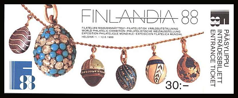 FINLANDIA 88 International Stamp Exhibition
<br/>
complete booklet containing pane SG 1149a