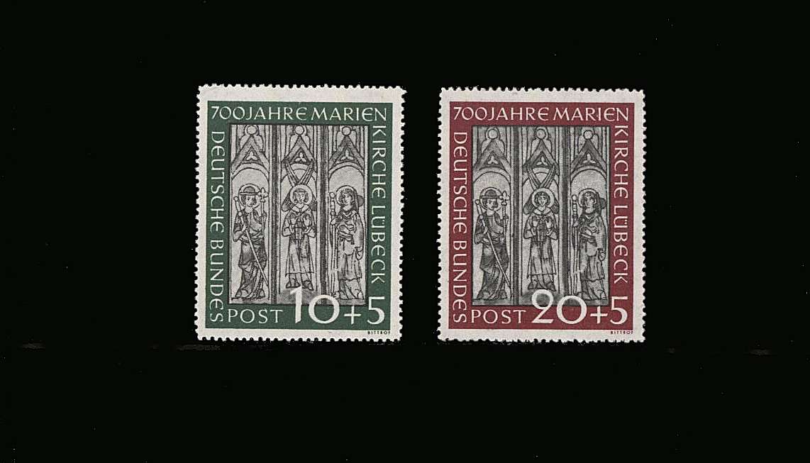 700th Anniversary of St. Mary's Church - Lubeck<br/>
A fine lightly mounted mint set of two. SG Cat £300 
<br><b>QQM</b>