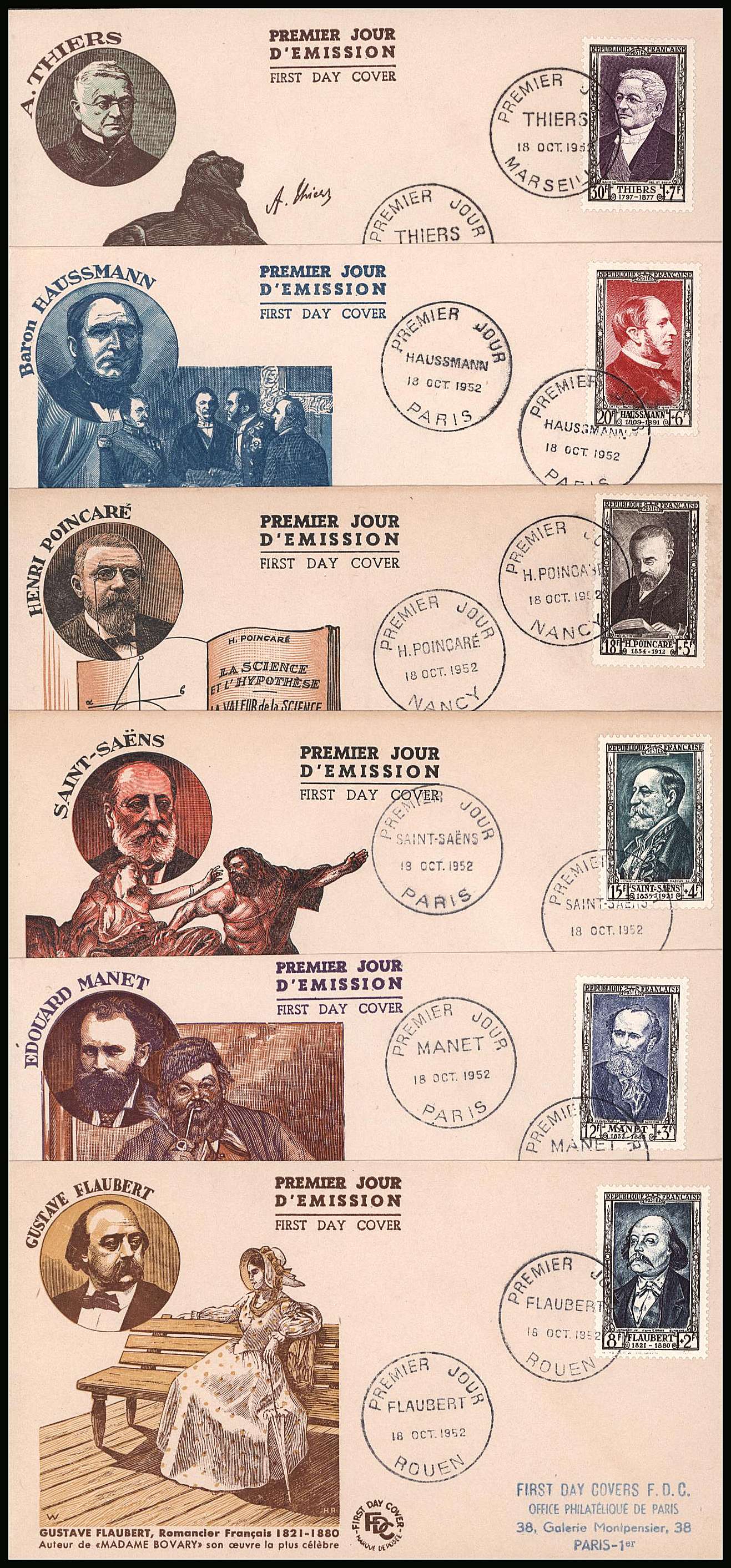 National Relief Fund<br/>
A superb set of six colour First Day Covers.<br/>SG Cat for stamps alone 70
<br><b>QQM</b>