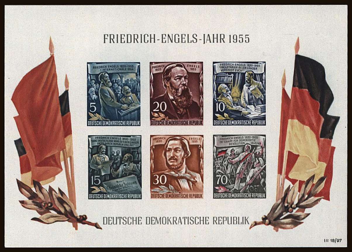 135th Birth Anniversary of Engels<br/>
A superb unmounted mint minisheet<br/>SG Cat 110
<br/><b>QAL</b>