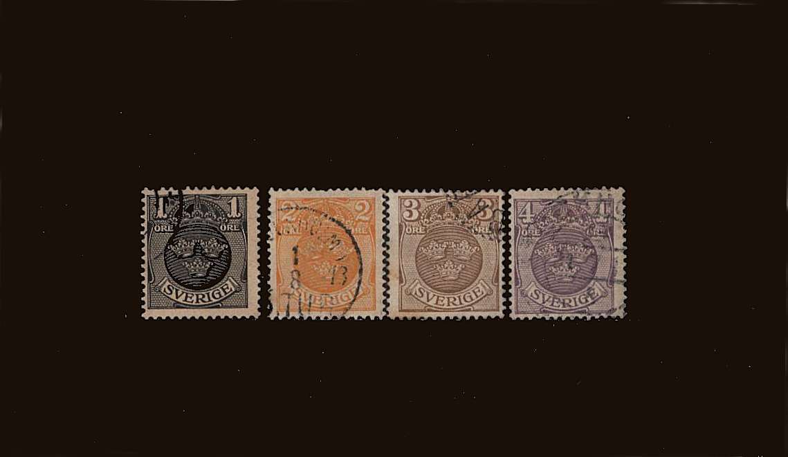 The Three Crowns set of four<br/>
with watermark wavy lines fine used