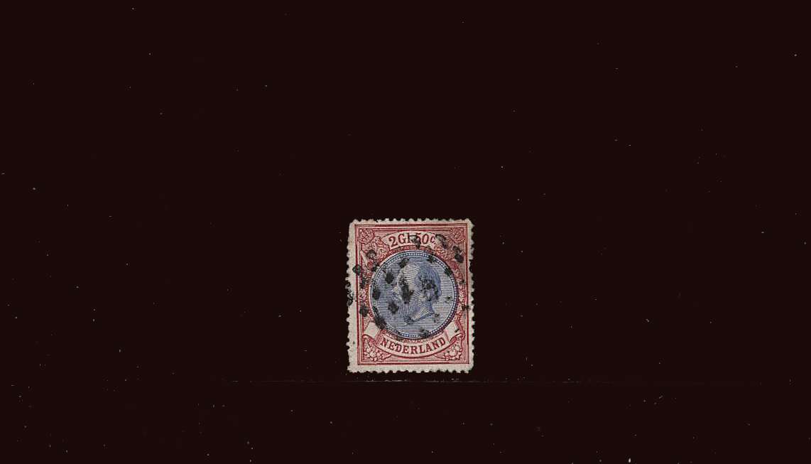 2g 50 Ultramarine and Rose<br/>
A fine used stamp with some trimmed perforations top left.<br/>
SG Cat £180