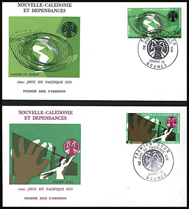 South Pacific Games set of tw0
illustrated First Day Covers.<br/>
Note no premium has been applied because its a FDC - Item is priced on the used value only.