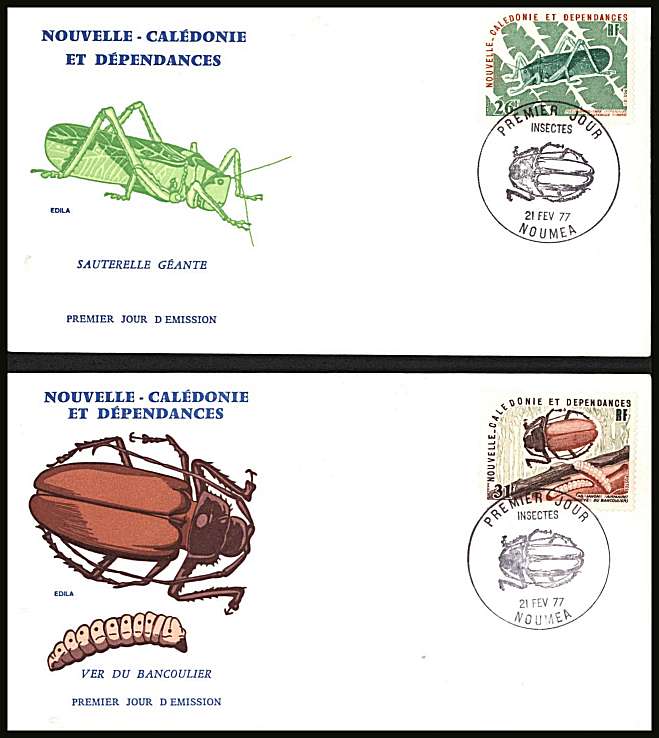Insects set of two  on two illustrated First Day Covers.<br/>
Note no premium has been applied because its a FDC - Item is priced on the used value only.