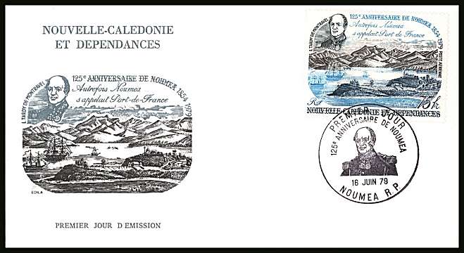 125th Anniversary of Noumea single on illustrated First Day Cover.<br/>
Note no premium has been applied because its a FDC - Item is priced on the used value only.