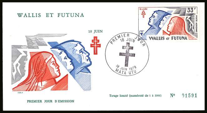 Appeal by de Gaulle single on illustrated First Day Cover.<br/>
Note no premium has been applied because its a FDC - Item is priced on the used value only.