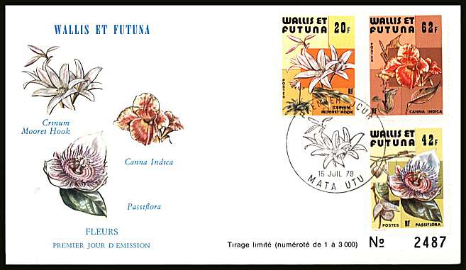 Flowers - 1st Series set of three on illustrated First Day Cover.<br/>
Note no premium has been applied because its a FDC - Item is priced on the used value only.