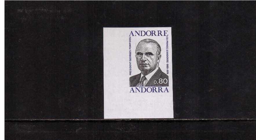 President Pompidou commemoration single. A corner IMPERFORATE PLATE PROOF superb unmounted mint.