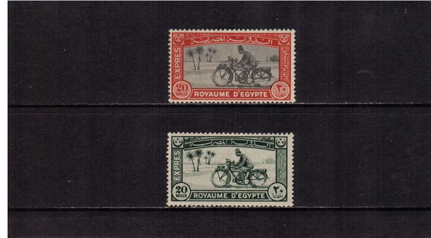 EXPRESS LETTER set of two showing a motorcycle lightly mounted mint. SG Cat �.50