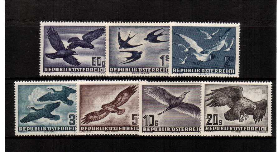 The classic Austria BIRDS set of seven in superb unmounted mint condition.<br/>SG Catatalogue  �5