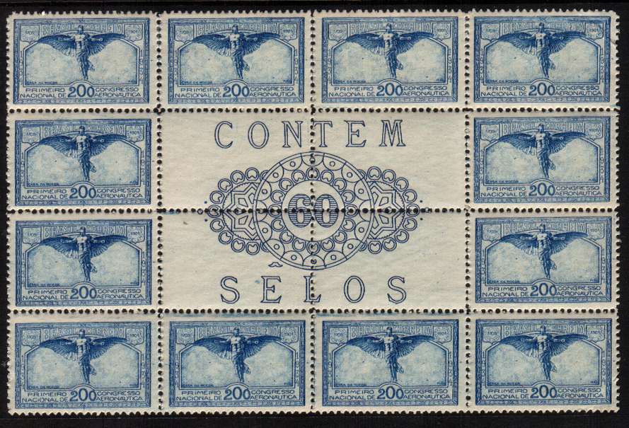 First National Aviation Congress single block showing the special label from the middle of the sheet. A rare block superb unmounted mint, mounted on two stamps only.