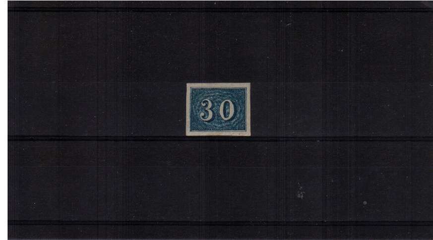 30r Blue. A lovely four jumbo margined stamp in lightly mounted mint condition. SG Cat �