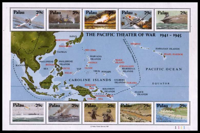 Pacific Theatre in Second World War - 1st Issue - sheetlet of ten superb unmounted mint