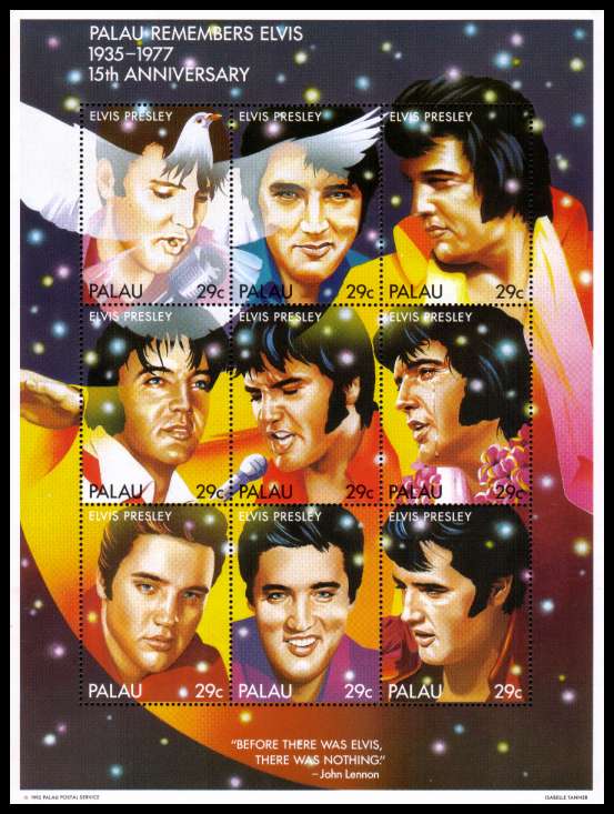 15th Death Anniversary of Elvis Presley sheetlet of nine superb unmounted mint.