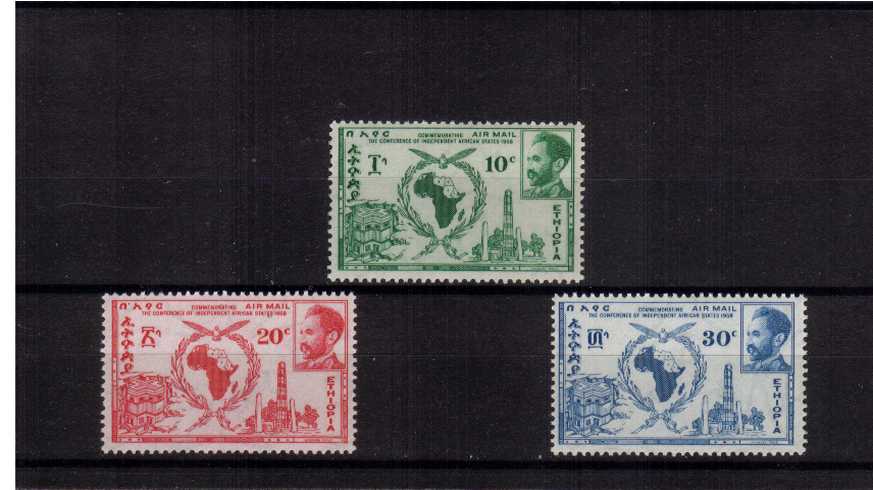 Conference of Independant African States - Accra<br/>A superb unmounted mint set of three.