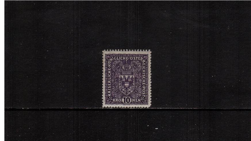 10K Deep Violet - Ordinary Paper.<br/>A fine very lightly mounted mint single with a mere trace of a hinge.