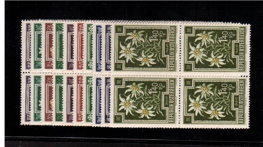 Anti-Tuberculosis Fund - Flowers set of ten<br/>in superb unmounted mint blocks of four.